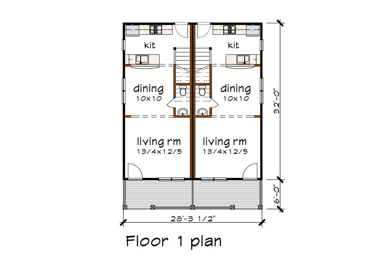 Home Plan - Floor Plan - Main Floor for Farmhouse House Plan #79-276 - 4 bed, 2.5 bath