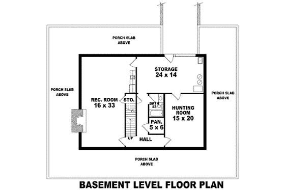 Floor Plan - Lower Floor for Southern House Plan #81-772 - 3 bed, 3.5 bath