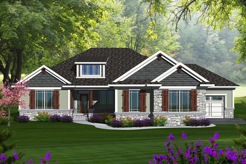 House Blueprint - Ranch Exterior - Front Elevation Plan #70-1149