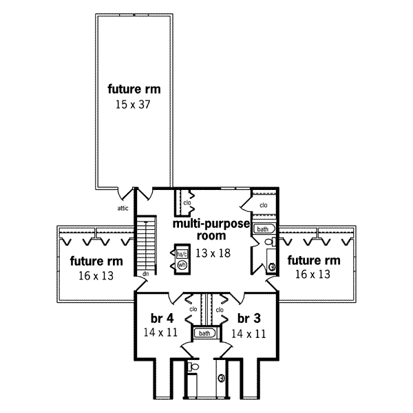 Dream House Plan - Southern Floor Plan - Upper Floor Plan #45-168