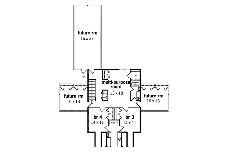 Home Plan - Floor Plan - Upper Floor for Southern House Plan #45-168 - 3 bed, 3.5 bath
