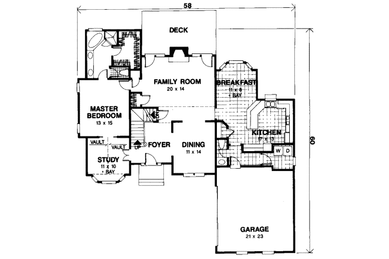 Dream House Plan - Floor Plan - Main Floor for European House Plan #56-174 - 4 bed, 2.5 bath