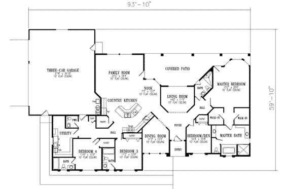 Floor Plan - Main Floor for Adobe / Southwestern House Plan #1-721 - 4 bed, 4.5 bath