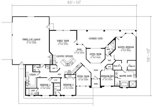 Adobe / Southwestern Floor Plan - Main Floor Plan #1-721