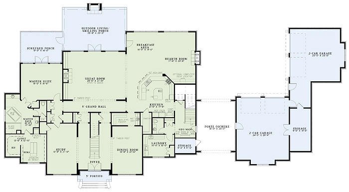 Home Plan - Floor Plan - Main Floor for European House Plan #17-2461 - 4 bed, 4.5 bath
