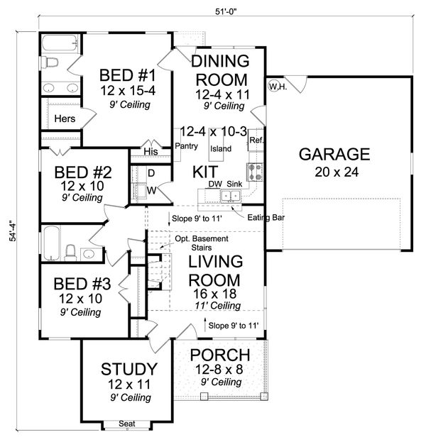 Home Plan - Cottage Floor Plan - Main Floor Plan #513-2091