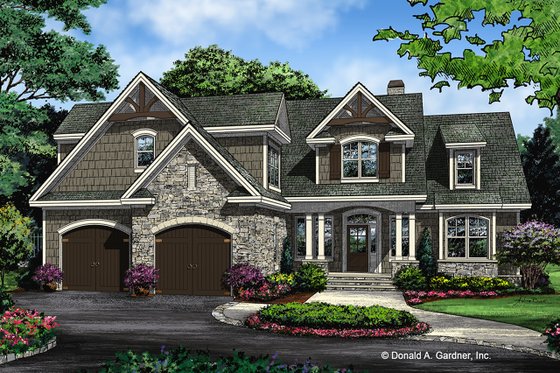 Exterior - Front Elevation 3 for European House Plan #929-1033 - 3 bed, 2.5 bath