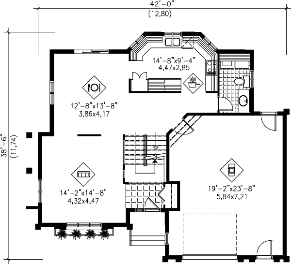 European Floor Plan - Main Floor Plan #25-2291