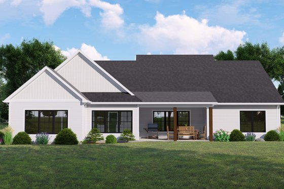 Exterior - Rear Elevation for Farmhouse House Plan #1064-124 - 4 bed, 2.5 bath