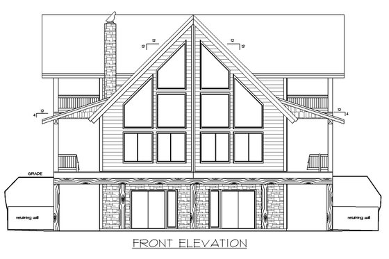 Exterior - Front Elevation 3 for Cabin House Plan #117-919 - 4 bed, 3.5 bath