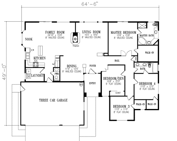 Architectural House Design - Adobe / Southwestern Floor Plan - Main Floor Plan #1-492