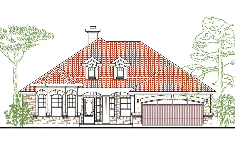 Architectural House Design - Mediterranean Exterior - Front Elevation Plan #80-143