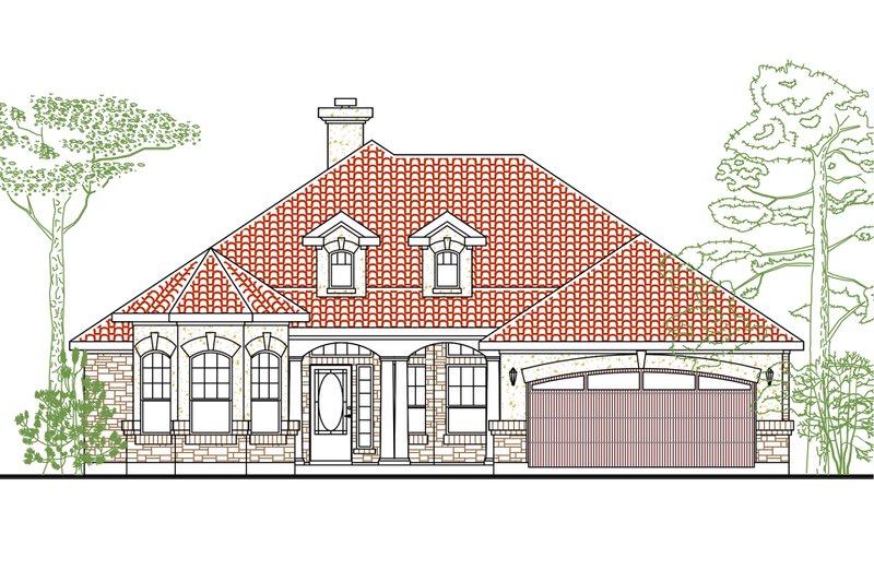 Home Plan - Mediterranean Exterior - Front Elevation Plan #80-143