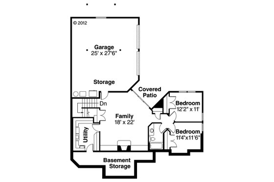 Floor Plan - Lower Floor for Craftsman House Plan #124-622 - 3 bed, 2.5 bath
