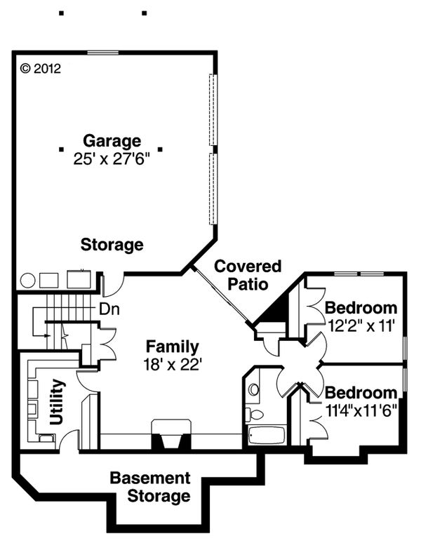 Craftsman Floor Plan - Lower Floor Plan #124-622