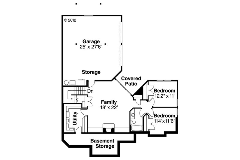 Home Plan - Floor Plan - Lower Floor for Craftsman House Plan #124-622 - 3 bed, 2.5 bath