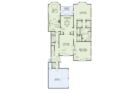 Floor Plan - Main Floor for European House Plan #17-202 - 3 bed, 2.5 bath