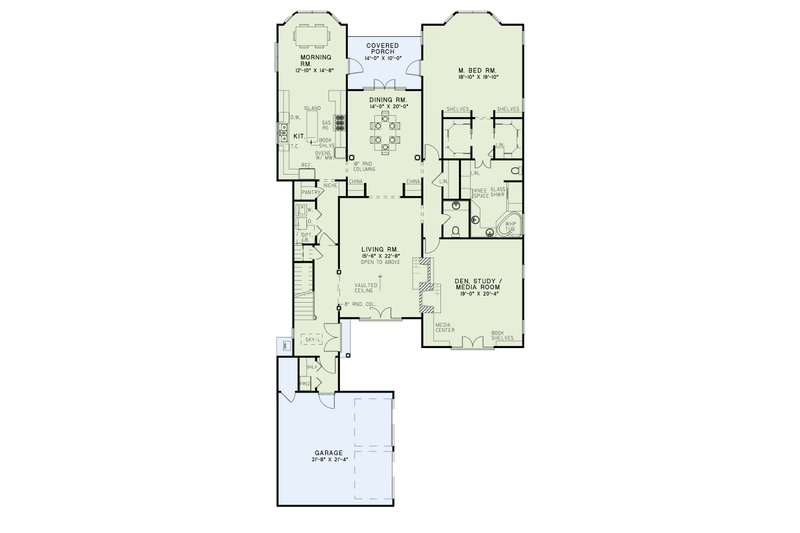 Home Plan - Floor Plan - Main Floor for European House Plan #17-202 - 3 bed, 2.5 bath