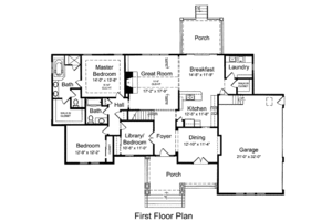 Floor Plan - Main Floor for Craftsman House Plan #46-419 - 3 bed, 2 bath
