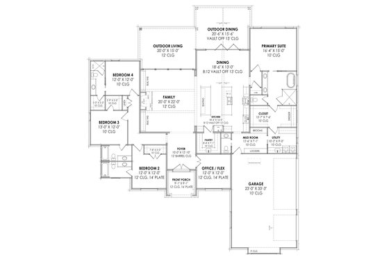 Floor Plan - Main Floor for European House Plan #1096-52 - 4 bed, 4.5 bath