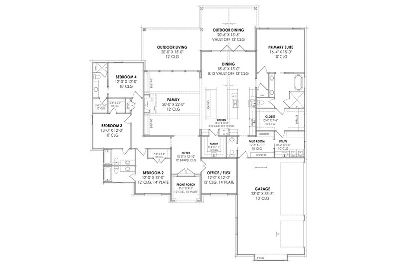 House Plan Design - Floor Plan - Main Floor for European House Plan #1096-52 - 4 bed, 4.5 bath