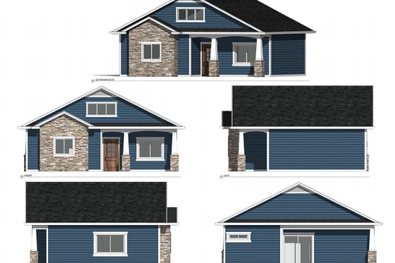 Exterior - Other Elevation 2 for Ranch House Plan #1077-8 - 1 bed, 1 bath