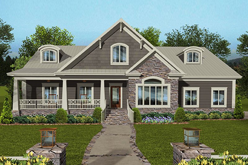 Dream House Plan - Craftsman Exterior - Front Elevation Plan #56-712