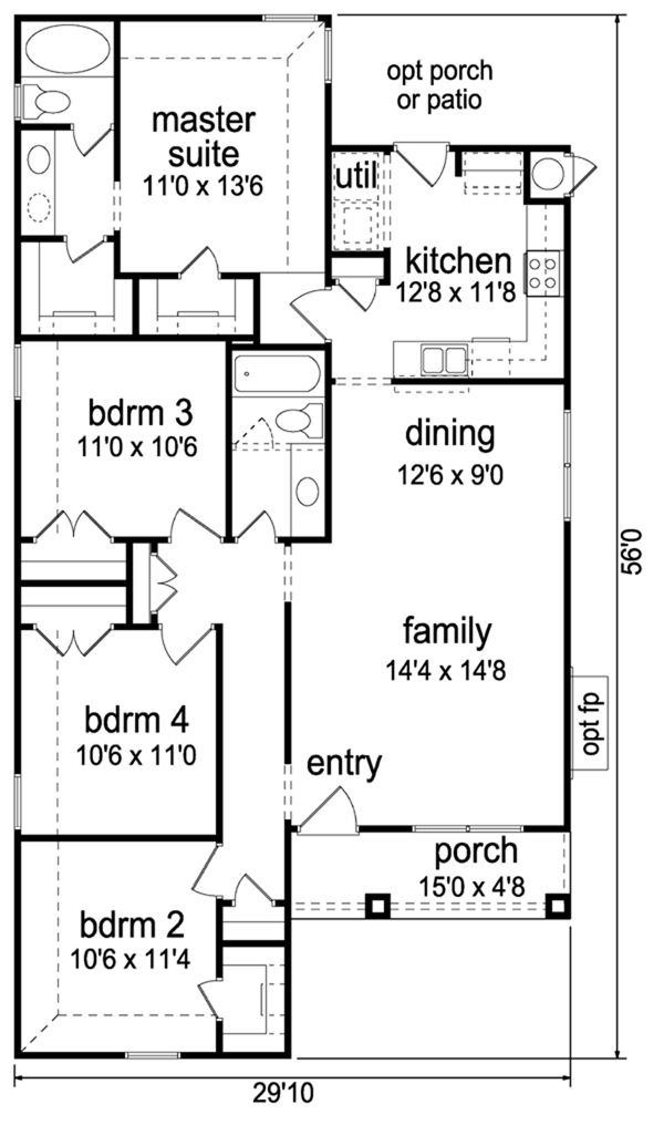 Cottage Floor Plan - Main Floor Plan #84-494