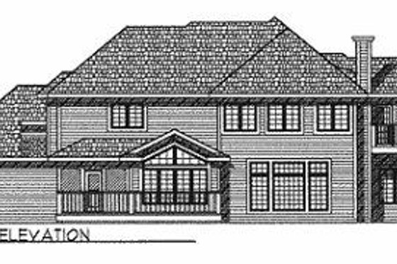 Exterior - Rear Elevation for European House Plan #70-505 - 4 bed, 3 bath