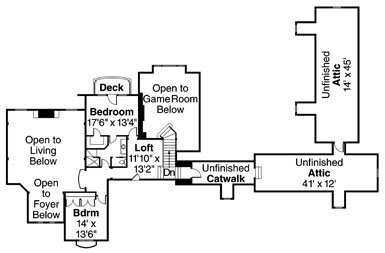 Floor Plan - Upper Floor for Tudor House Plan #124-748 - 3 bed, 2.5 bath