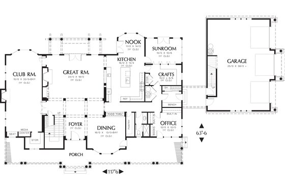 Floor Plan - Main Floor for Colonial House Plan #48-151 - 6 bed, 5 bath