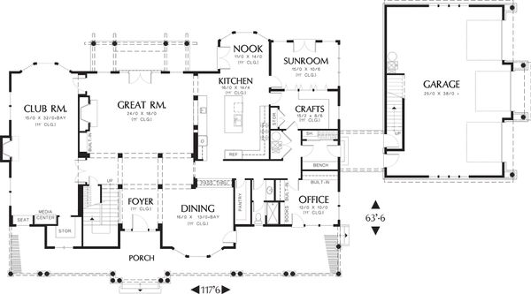 House Blueprint - Colonial Floor Plan - Main Floor Plan #48-151