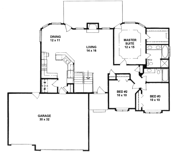 House Design - Ranch Floor Plan - Main Floor Plan #58-174