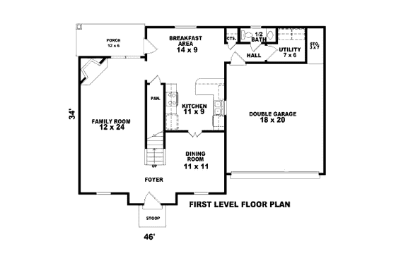 Floor Plan - Main Floor for Traditional House Plan #81-13602 - 3 bed, 2.5 bath