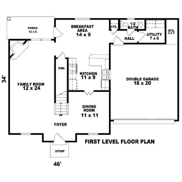 Floor Plan - Main Floor for Traditional House Plan #81-13602 - 3 bed, 2.5 bath