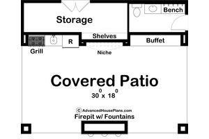 Floor Plan - Main Floor for Mediterranean House Plan #455-267, 0.5 bath
