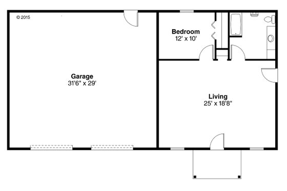 Floor Plan - Main Floor for Traditional House Plan #124-995 - 1 bed, 1 bath