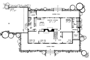 Floor Plan - Main Floor for Country House Plan #72-455 - 4 bed, 3.5 bath