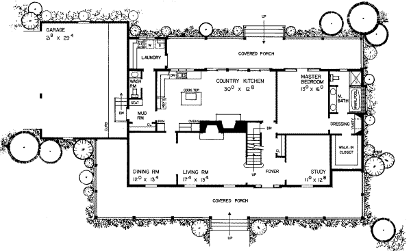 Architectural House Design - Country Floor Plan - Main Floor Plan #72-455