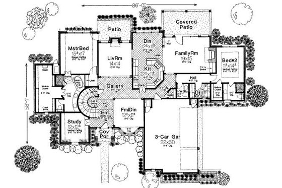 Floor Plan - Main Floor for European House Plan #310-227 - 4 bed, 3.5 bath