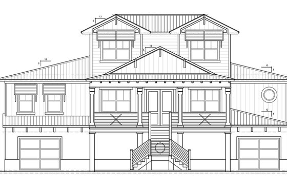 Exterior - Front Elevation 3 for Beach House Plan #938-118 - 4 bed, 3.5 bath