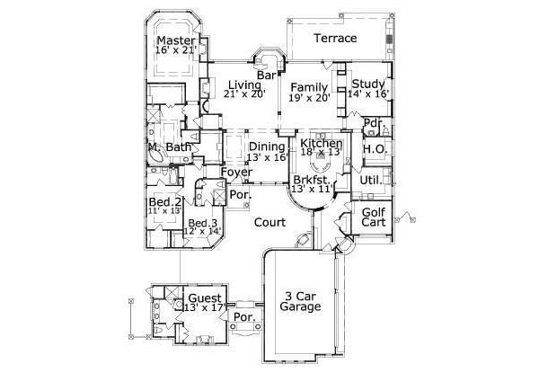Colonial Floor Plan - Main Floor Plan #411-844