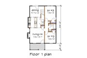 Cottage Style House Plan - 3 Beds 2 Baths 1147 Sq/Ft Plan #79-140 
