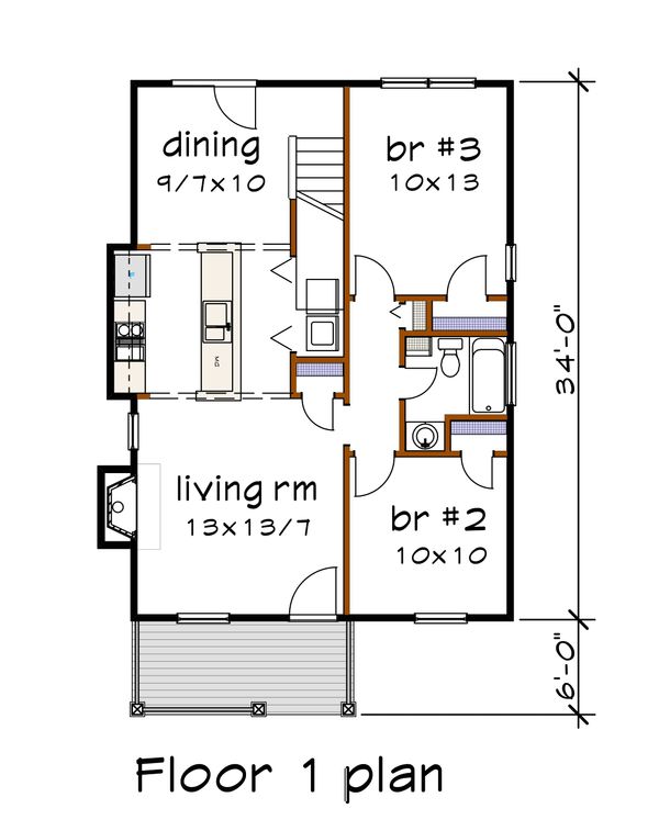 House Design - Cottage Floor Plan - Main Floor Plan #79-140