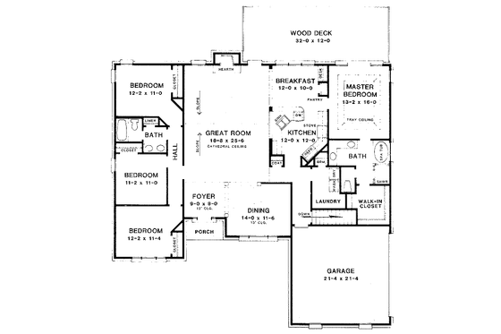 Floor Plan - Main Floor for European House Plan #10-103 - 4 bed, 2 bath