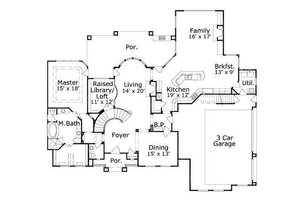 Floor Plan - Main Floor for European House Plan #411-410 - 4 bed, 3.5 bath