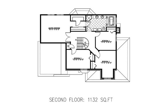 Floor Plan - Upper Floor for European House Plan #138-327 - 4 bed, 1.5 bath