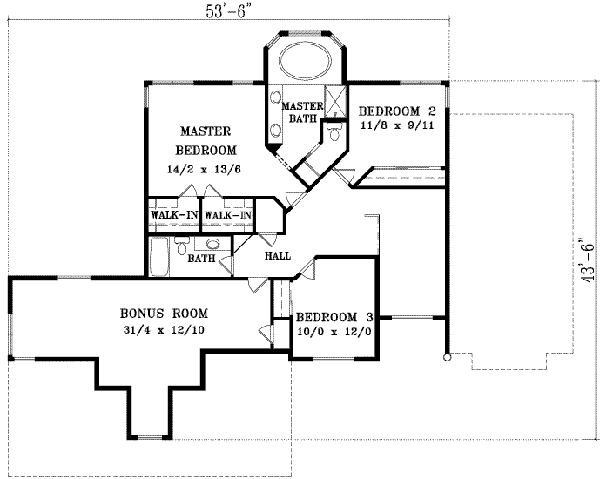 Traditional Floor Plan - Upper Floor Plan #1-963