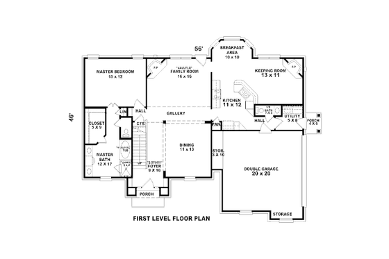 Floor Plan - Main Floor for Traditional House Plan #81-13843 - 5 bed, 3.5 bath