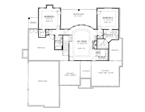 House Blueprint - European Floor Plan - Lower Floor Plan #437-48